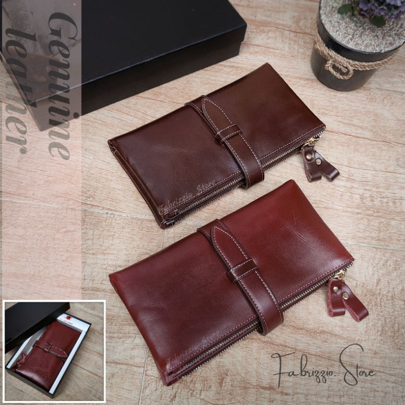 dompet wanita premium top zipper leather