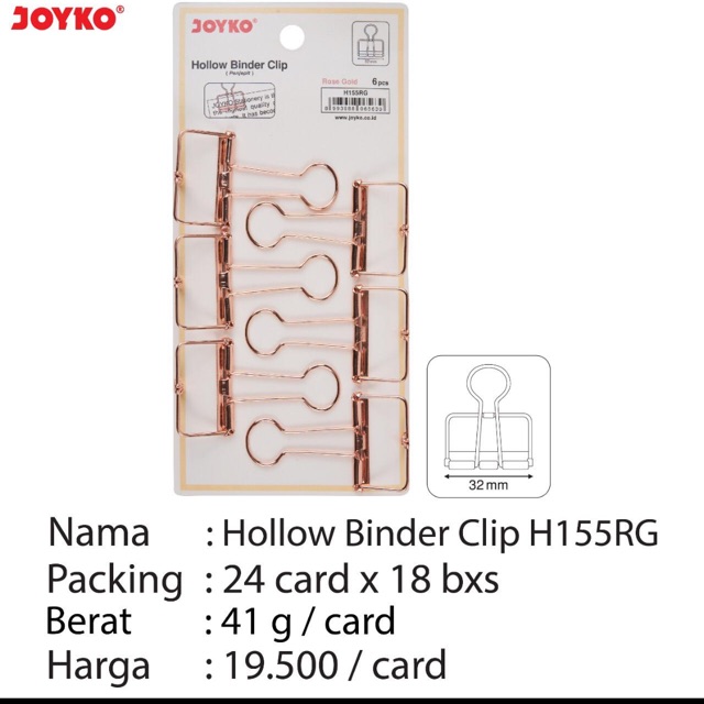 

Hollow binder clip h 155 rg joyko