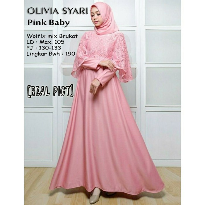 [Promo] Olivia Syar i Gamis Muslim Baju Muslim Wanita Dress Party Kekinian Murah