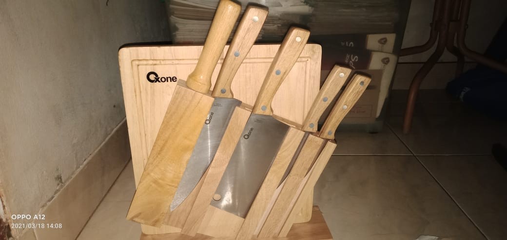 Oxone 7pcs Wooden Knife & Chop Board Set Ox-95