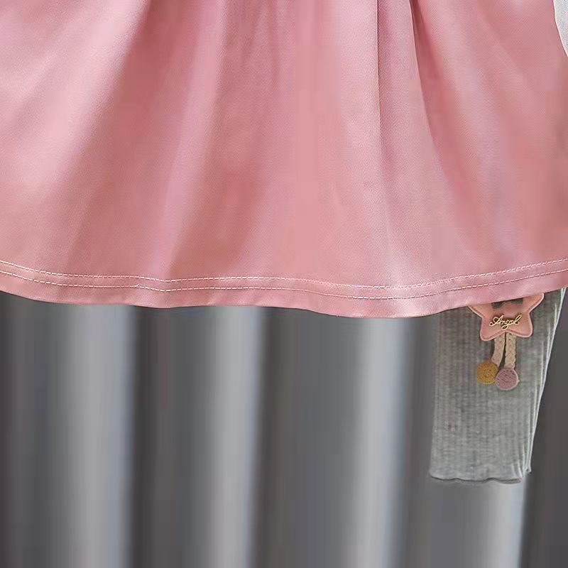 KF CAT Setelan anak perempuan import/ Set anak cewek baju kerah pita + celana legging korea casual style untuk 1 -5 tahun-5