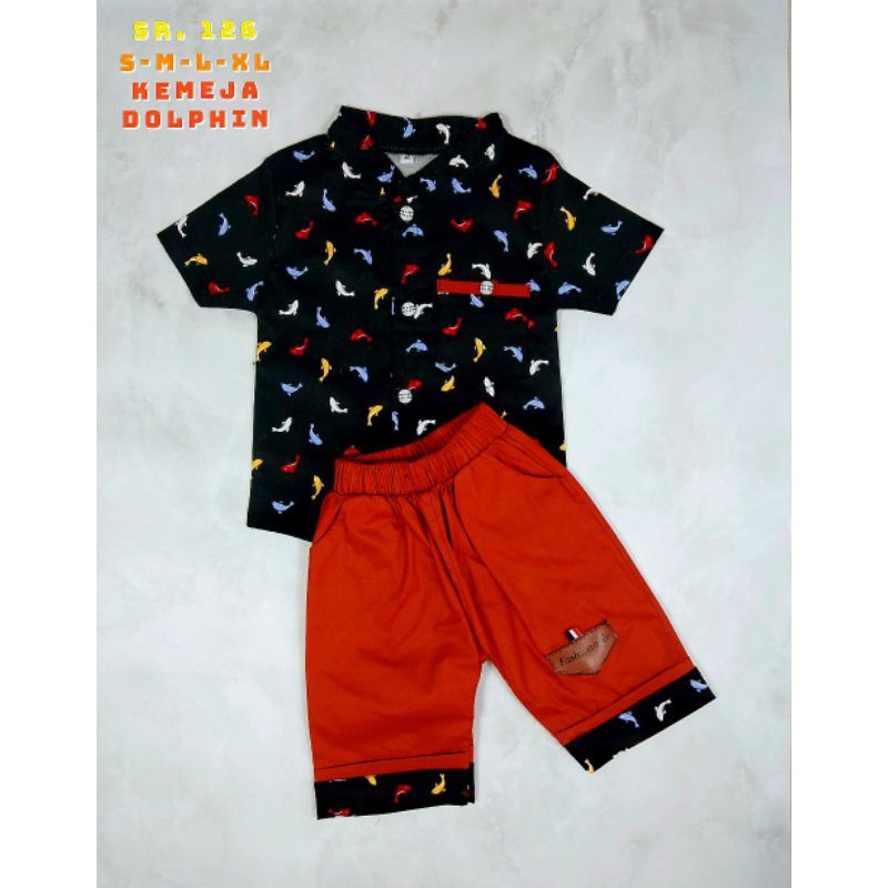 SETELAN KEMEJA SANGHAI ANAK LAKI LAKI/DOLPIN/KEMEJA SANGHAI/COD