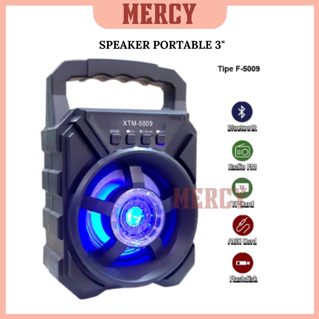 Speaker Bluetooth portable ORI fleco 3 inch support Radio Fm, bluetooth, Wireless, Led, usb, mmc micro sd. Speaker Bluetooth Portable 3&quot; type 5009