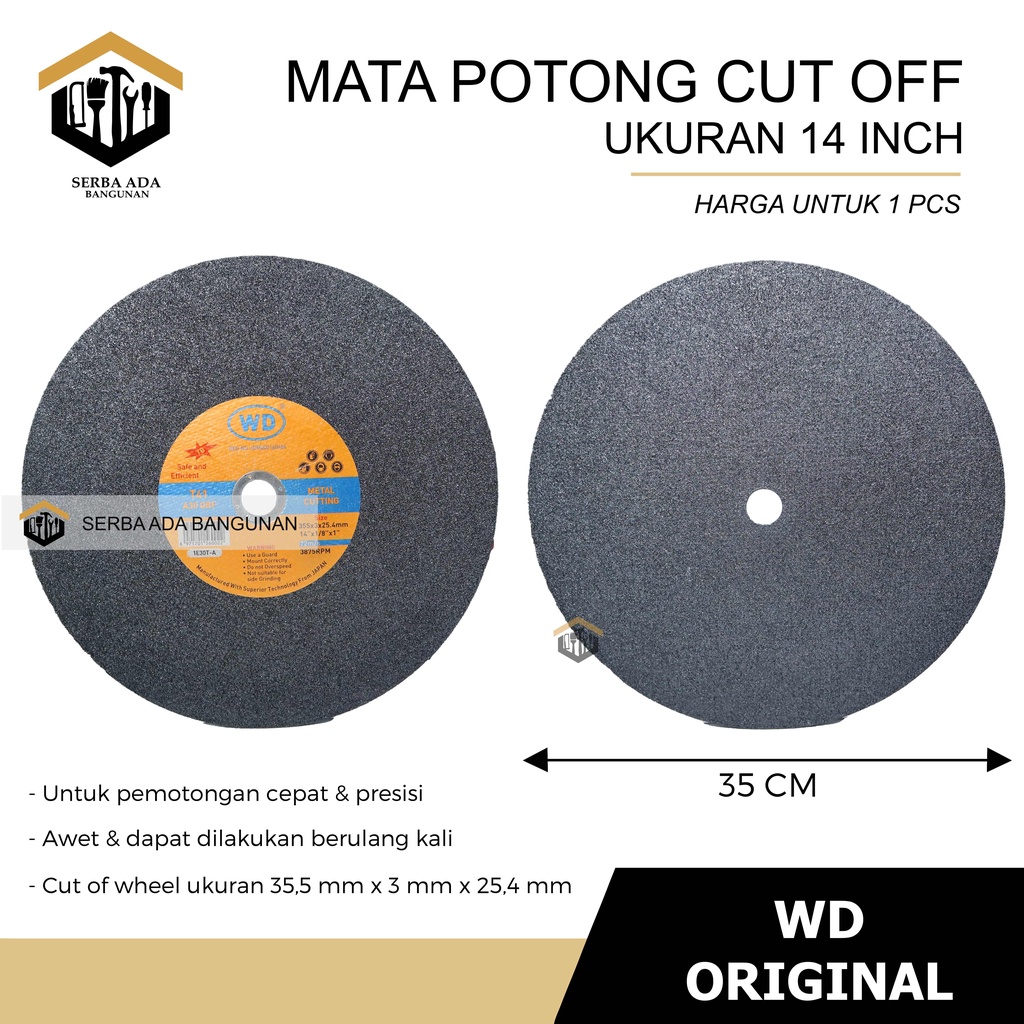 Batu Gerinda Potong WD 14 inch /Cutting Wheel WD 14 inch / ASLI 100% GARANSI UANG KEMBALI JIKA PALSU