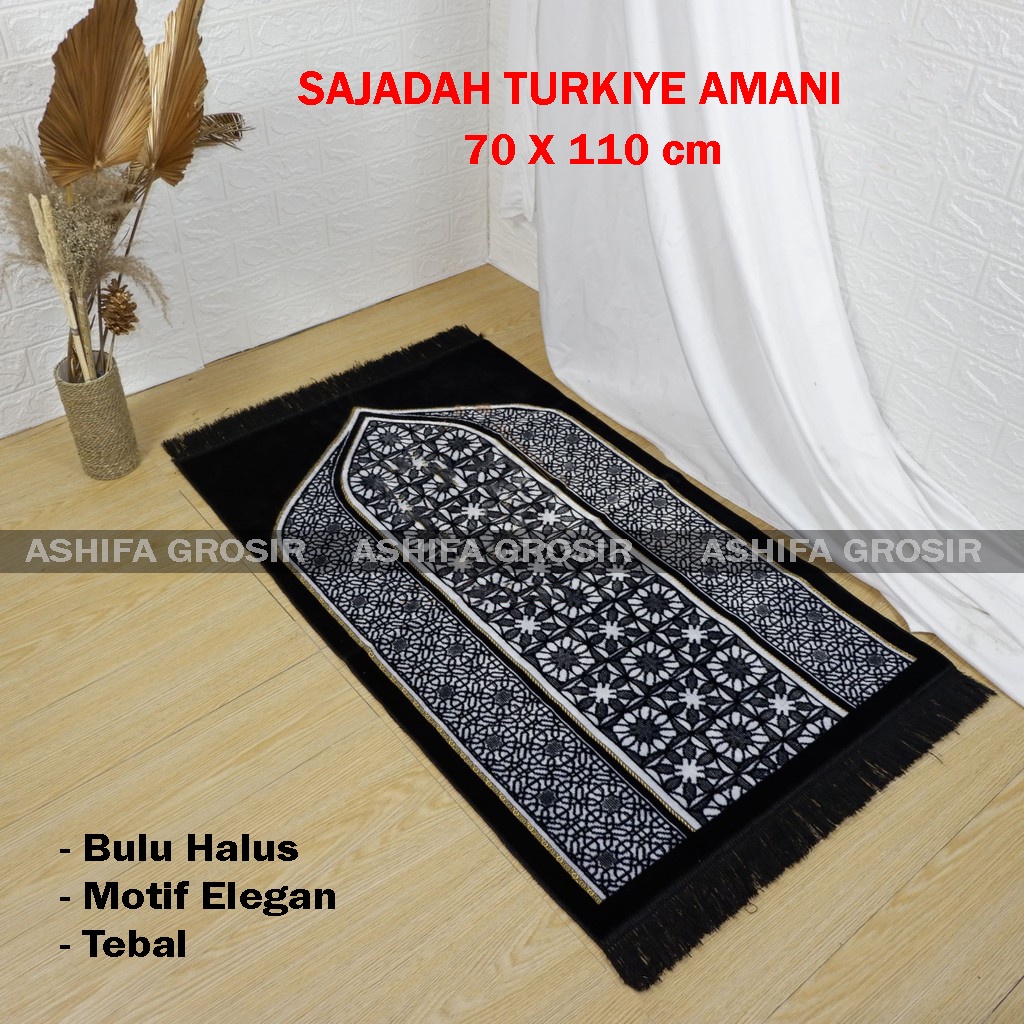 Sajadah Turki Bludru Halus Ukuran Motif Elegan Besar 70x110 cm