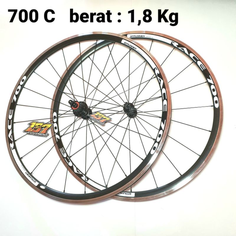 Wheelset 700c Velg Strummer Roadbike Gravel fixie Custom cosmic Araya Hub Slup Disckbrake full Alloy