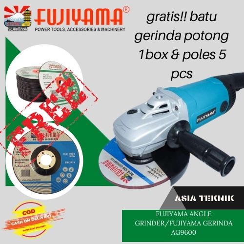 PROMO NTERMURAH GRATIS!!! BATU POTONG 1BOX &amp; BATU POLES 5 PCS!!!!GRENDA POTONG FUJIYAMA ANGLE GRINDER/FUJIYAMA GERINDA AG9600