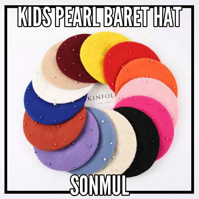 WINTER AUTUMN KIDS PEARL BARET HAT TOPI BERET ANAK MUTIARA MUSIM DINGIN