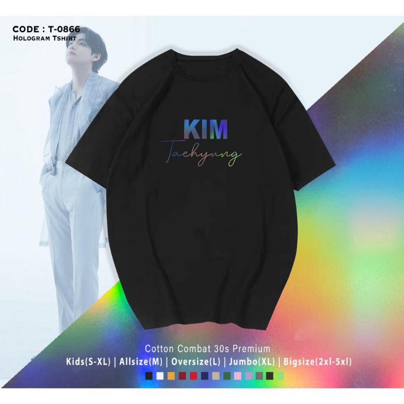 KAOS HOLOGRAM BTS ALL MEMBER/T-SHIRT NAMA HOLOGRAM BTS