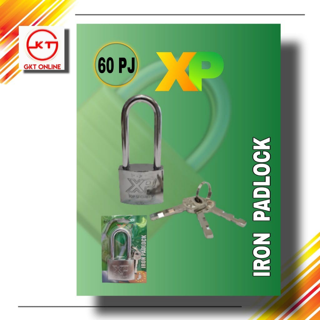 Gembok XP panjang 60 mm Iron padlock XP Gembok Putih leher Panjang XP