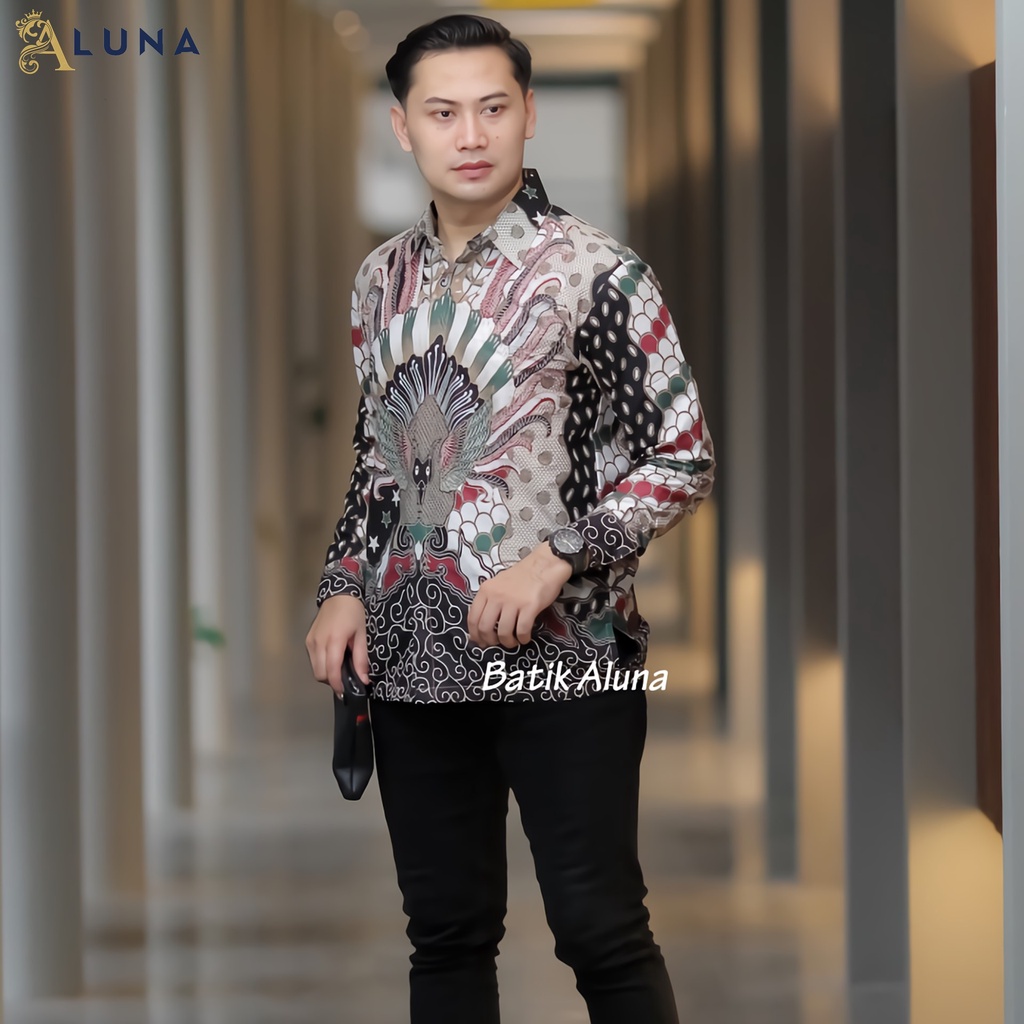 Batik Pria Lengan Panjang Premium Modern Full Furing Original Produksi Batik Aluna Solo PCW 005