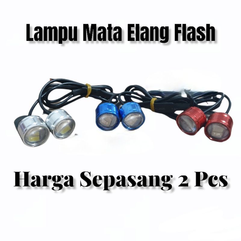 Lampu mata elang flash 3 mode panoramic plua breket spion