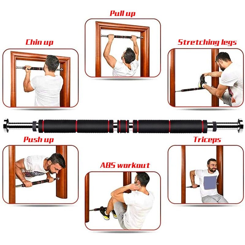 Pull Up Bar Pintu Tiang Latihan Pull Up Bar Gym Fitness Rumah Solid Grip 62 100cm