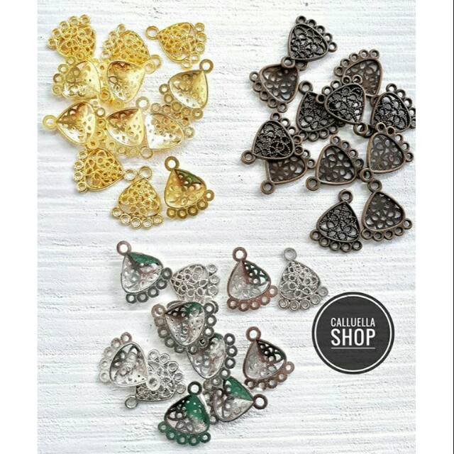 ORNAMEN ANTING 5 LUBANG LOGAM BESI | BAHAN ANTING KALUNG GELANG DIY BAHAN KERAJINAN