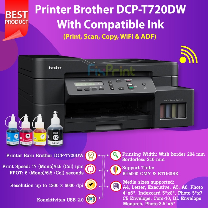 Printer Brother DCP-T220 DCP T220 Scan Copy Print / T420w / T520w Print Scan Copy Wireless / T720DW Brother Print Scan Copy WiFi ADF