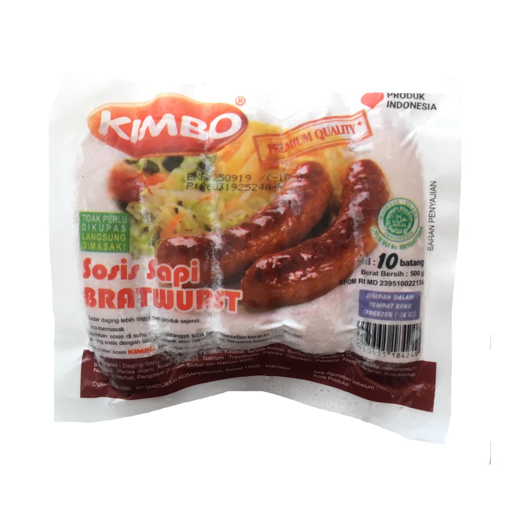 

Sosis Sapi Bratwurst Kimbo 500gr isi 10