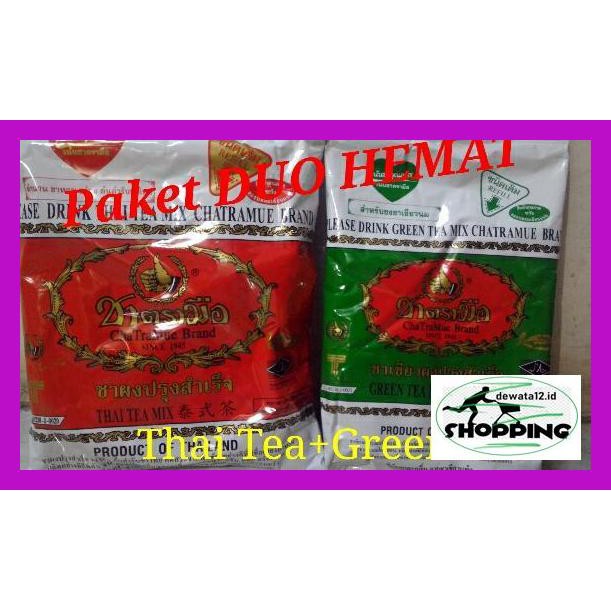 

E6Tdr6G- Paket Hemat Thai Tea Dan Green Tea Cha Tramue Brand Uoy86Ky-