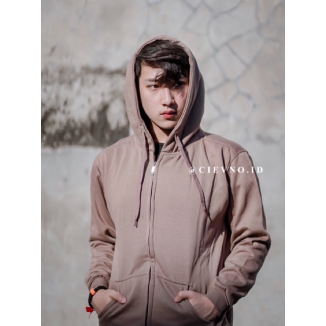 HOODIE ZIPPER POLOS MOCCA SIZE M - XXXL