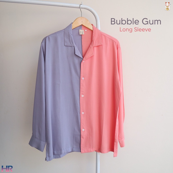 Ice Cream - Kemeja pantai lengan panjang / Long Sleeve Bowling Shirt - Bubble Gum