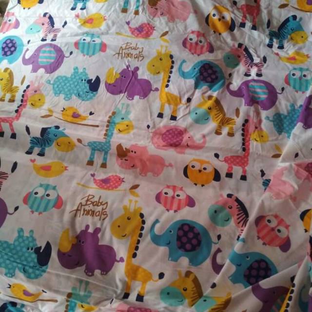 Bahan kain sprei meteran motif animal ank