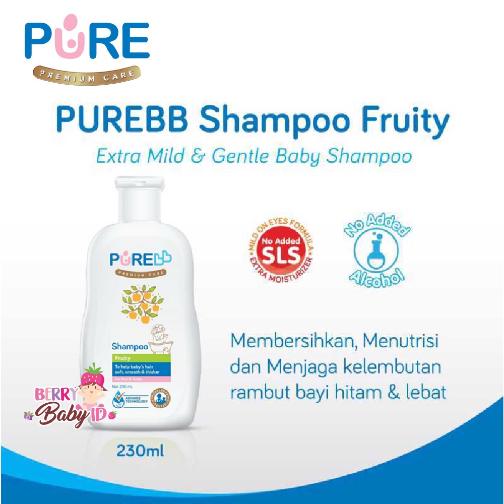 PureBB Baby Shampoo Freshy Fruity Shampo Bayi &amp; Anak 230 ml Pure BB Pure Baby Berry Mart