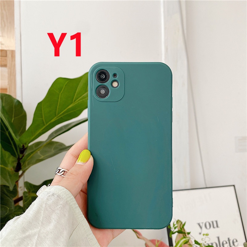 Soft TPU Case for iPhone 11 12 pro Max iPhone 6 6s 7 8 plus X XS XR SE 2020 Straight Edge Solid Color Camera Lens Protector and Phone Case