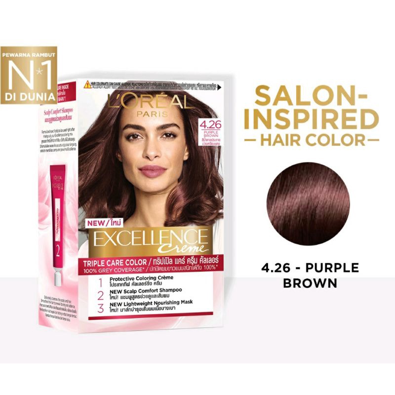 Hair Color L'Oreal 4.26 Purple Brown,Loreal Hair Color,Semir Loreal