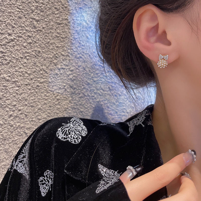 Anting Tusuk Sterling silver 925 Model Pita Dengan Mutiara Mewah Untuk Wanita