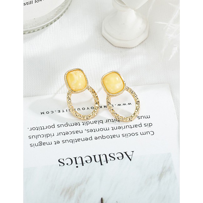 LRC Anting Tusuk Fashion Square Resin Stitching Earrings F6537X