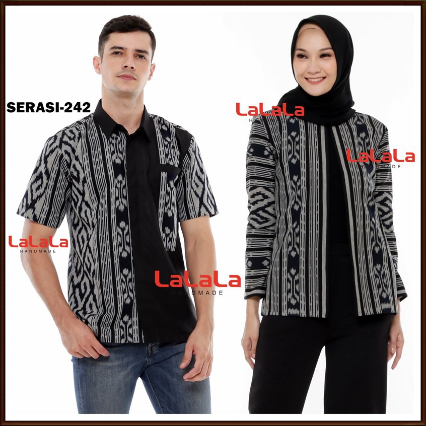 Set Couple tenun etnik - baju tenun, baju etnik - sarimbit atasan kemeja outer blazer tenun