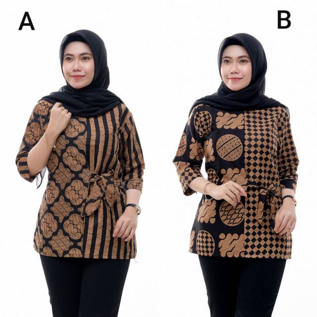 Batik Dolby Dolbi Dobby Doby Tenun Sutra Tulis Katun ATBM Baron ATASAN BATIK WANITA sogan SRG308