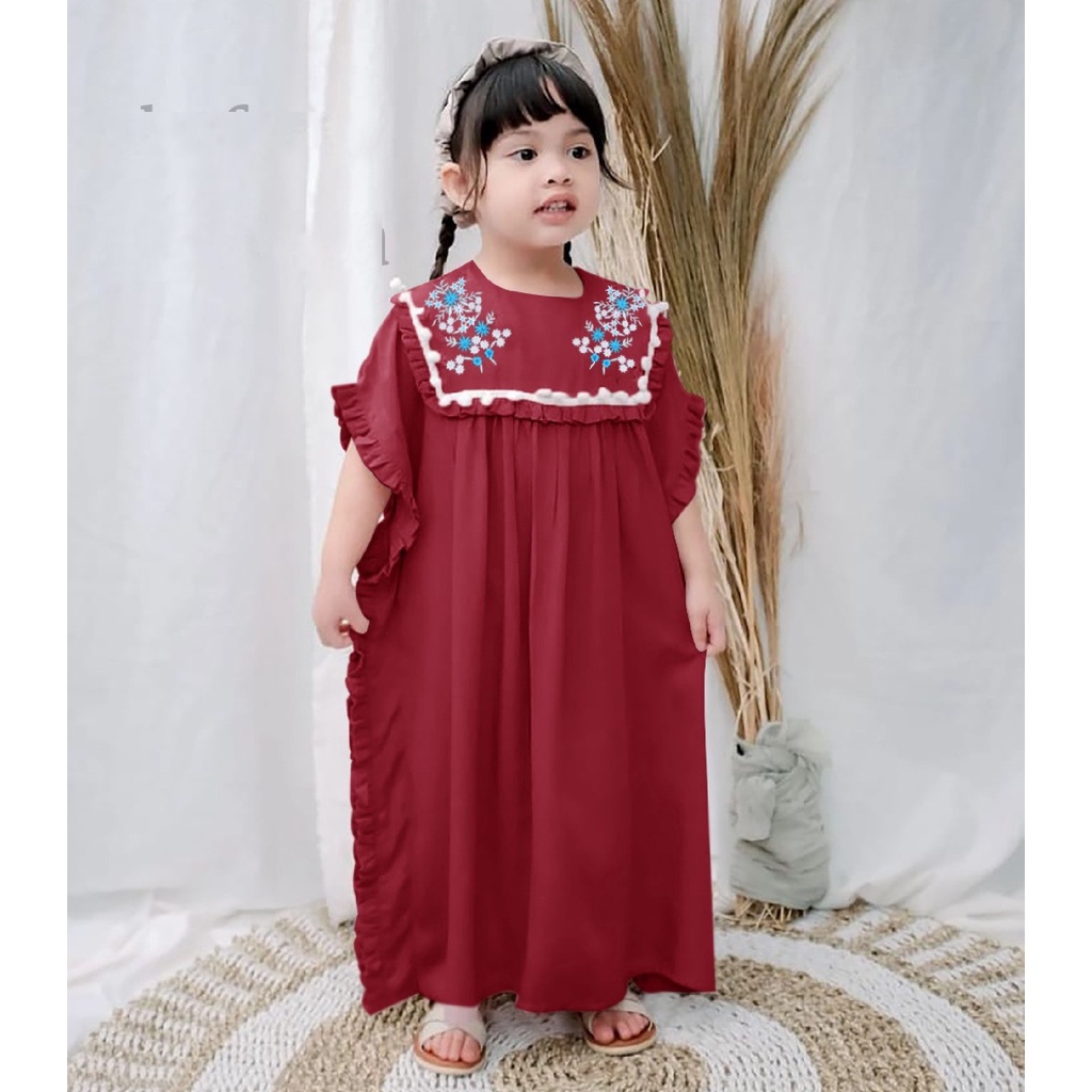 FenishaStore Fashion Muslim anak Perempuan Kaftan Marwah Usia 4-6 Tahun