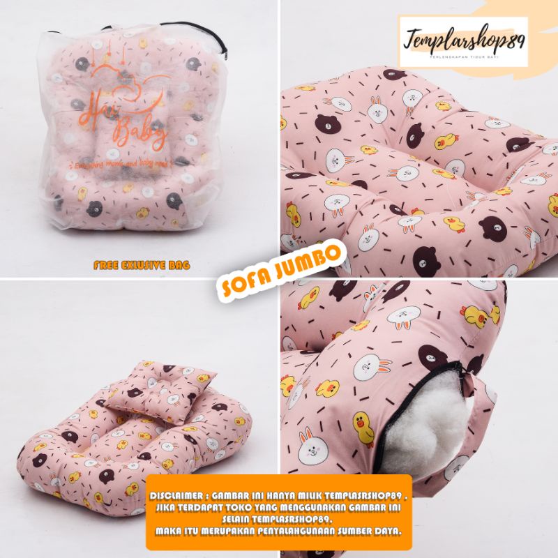 Jumbo] Sofa Bayi Ukuran Besar / kasur bayi multifungsi ( FREE Bantal + TAS )