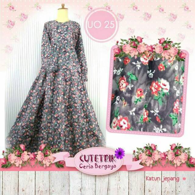 Gamis baju muslim /syar'i ibu cutetrik UO 25 katun jepang