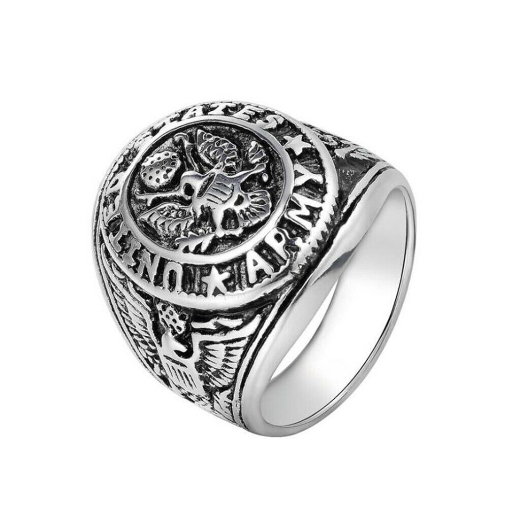 Vintage Emas perak Baja Titanium USA Tentara Burung rajawali Satwa Punk Perhiasan Pria Cincin Rings