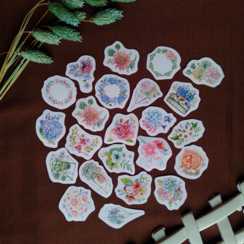 

22 Pcs Stiker Bunga - Decorative bujo / planner / scrapbook flower sticker / flowers stickers