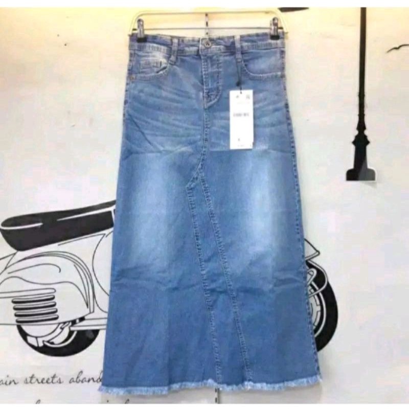 Rok Jeans Wanita Trendy 2022 // Rok Denim Original // Bawahan Model Span Rawis