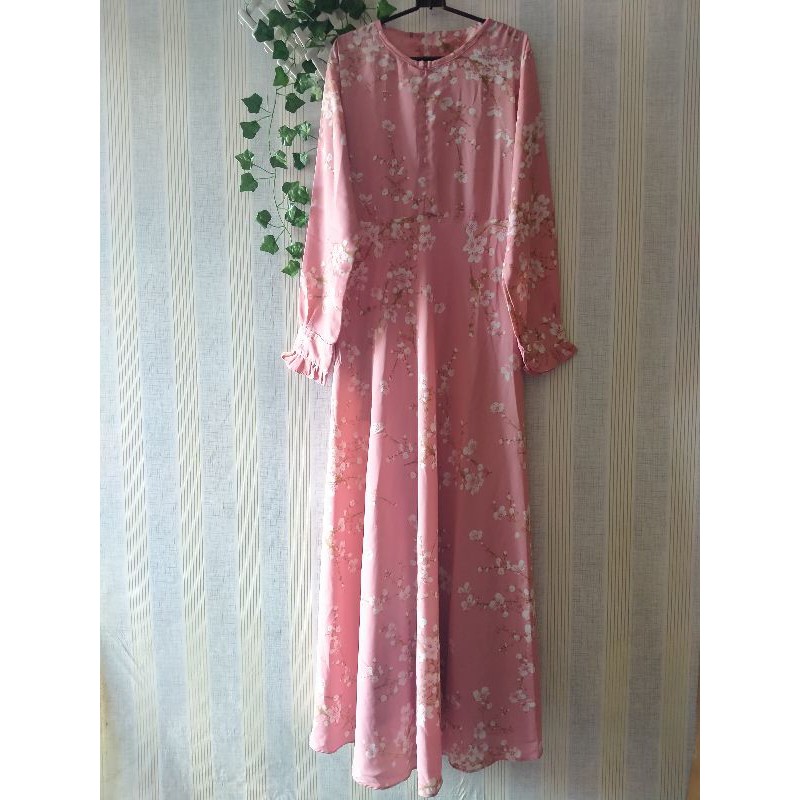 Preloved Gamis Wolfis Shabby Bunga / dress muslim pl bukan Vanilla hijab