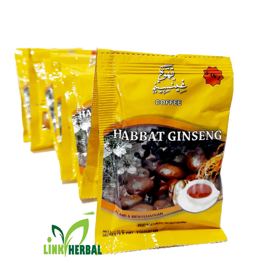 

Kopi 5 in 1 Habbat Gingseng Coffee El-iman per renceng isi 10sachet