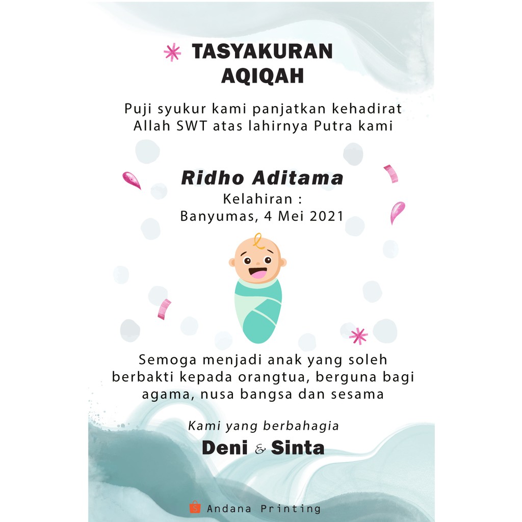 Jual Kartu Ucapan Tasyakuran Aqiqah/ Tasyakuran Kelahiran | Shopee