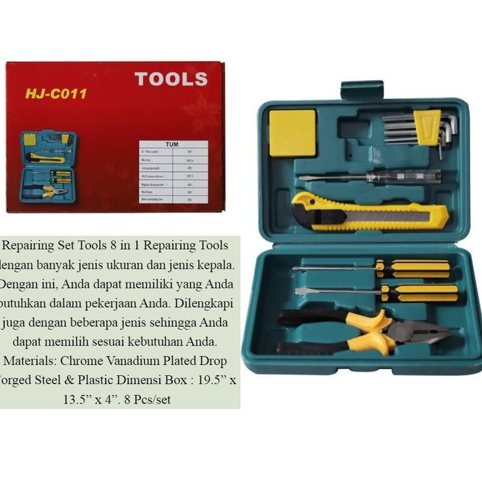 ALAT REPAIR RUMAHAN TOOL SET 8 IN 1 / ALAT PERKAKAS ISI 8 REPAIRING TOOLS SET ALAT TUKANG LENGKAP / ALAT MAINTENANCE RUMAH