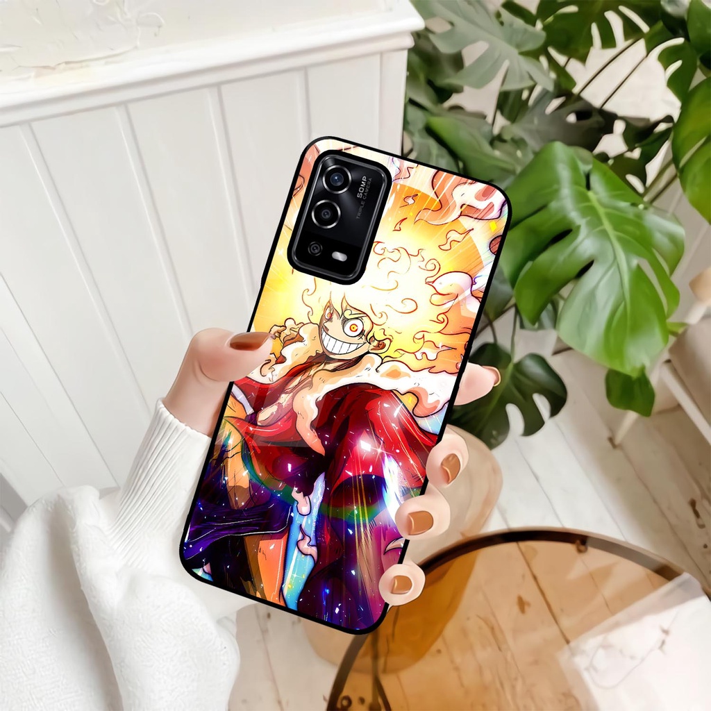 Case Kilau Oppo A74 | A95 | Casing Hp Glossy | Pelindung Smartphone | Motif Anime One Piece Luffy