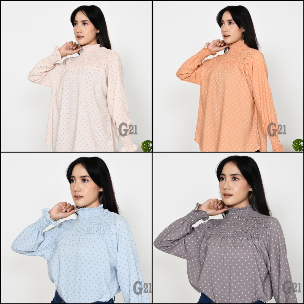 Blouse Blus Wanita Atasan Casual Lengan Panjang Premium Quality Atasan Wanita Blus Cantik Wanita Atasan Wanita Blouse Pakaian Wanita Atasan Fashion Kasual