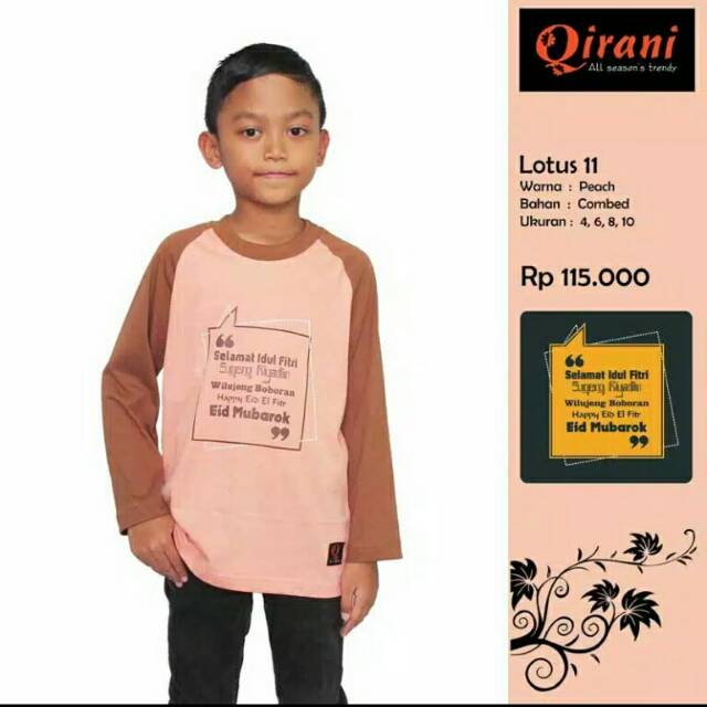 QIRANI - ATASAN KAOS ANAK LOTUS 11 PEACH