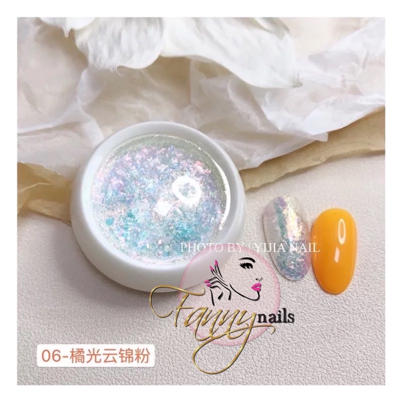 JAPANESE POLARIZED BROCADE POWDER SILVER CLEAR FLAKES NAILART GAYA JEPANG NAIL FLAKE CLEAR