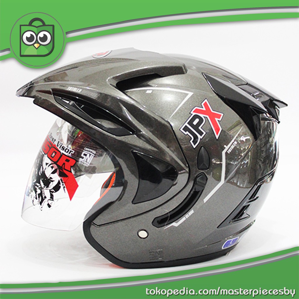 HM-1341 Helm Jpx Supreme Original Abu-Abu - [All Grey] Murah