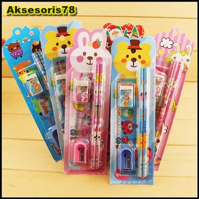 

Mini Stationary Set Alat Tulis Sekolah / Alat Tulis Set Motif Lucu Karakter