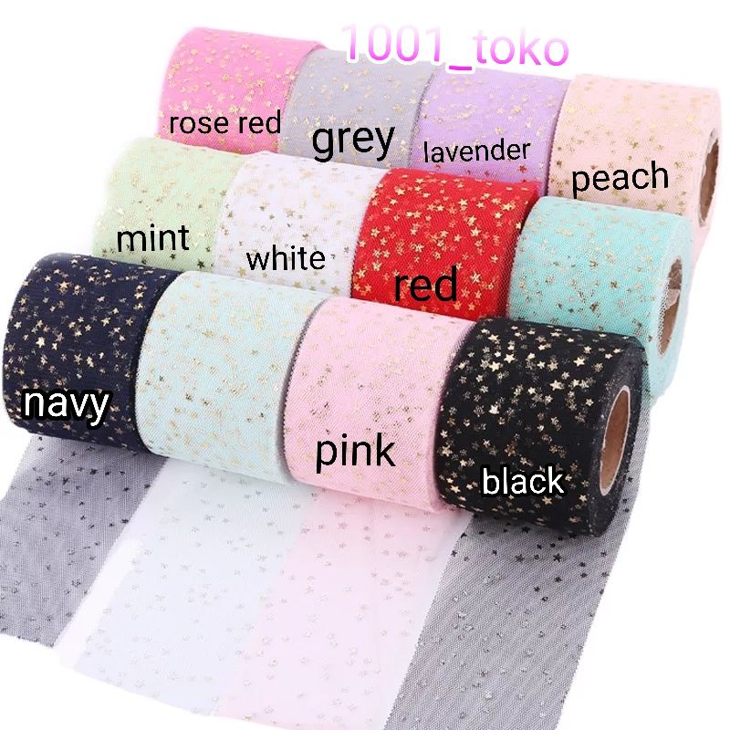 pita tile gliter bintang lebar 6 cm per yard