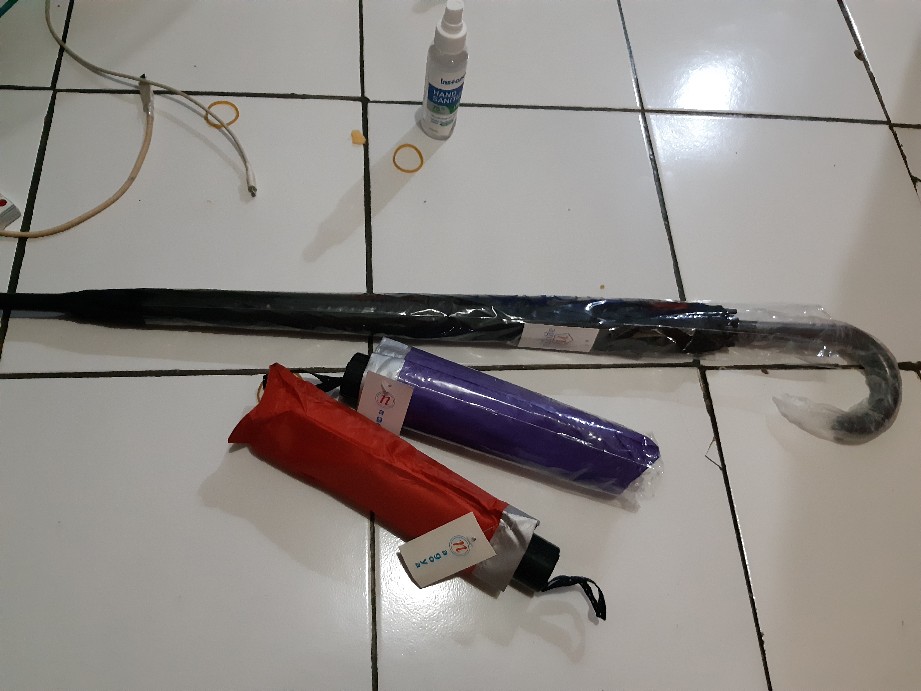 Payung Standard Panjang Luar Dalam Hitam