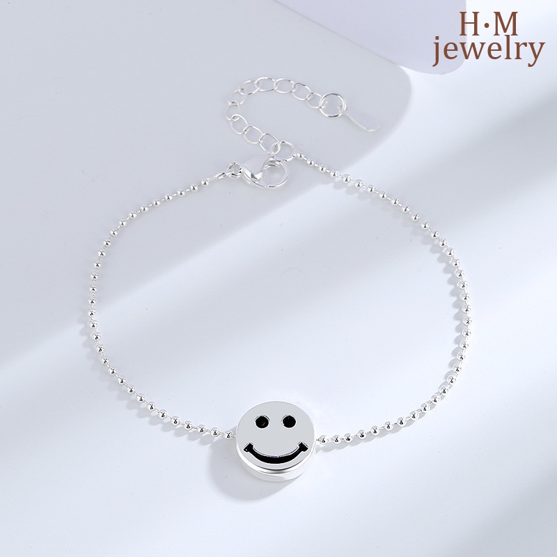 Gelang Tangan Sterling Silver 925 Motif Smiley Face Simple Untuk Wanita